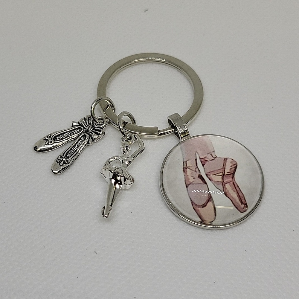Ballerina Charm Silver Tone Keyring Purse Charm